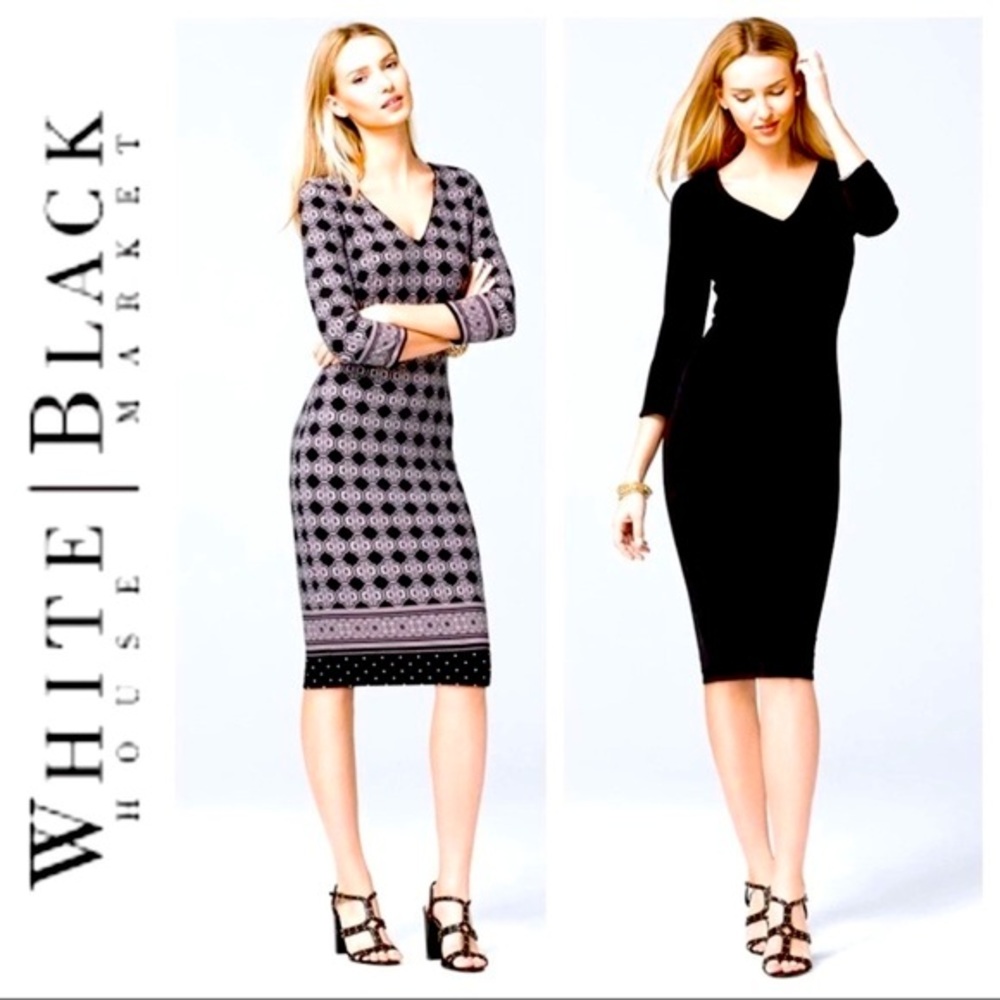 NWT White House Black Market Reversible Print Dress